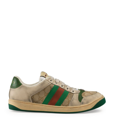 Gucci Leather Screener Gg Sneakers In Neutrals