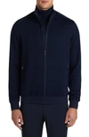 Bugatchi Men's Mock-neck Waffle Performance Jacket In Navy