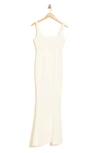 Laundry By Shelli Segal Square Neck Fishtail Gown In Ivory