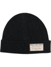 Rrl Watch Logo Patch Beanie In Schwarz