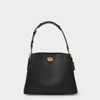 Coach Willow Polished Pebbled Leather Shoulder Bag In Black