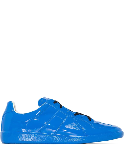 Maison Margiela Blue Replica Low Top Patent Leather Sneakers