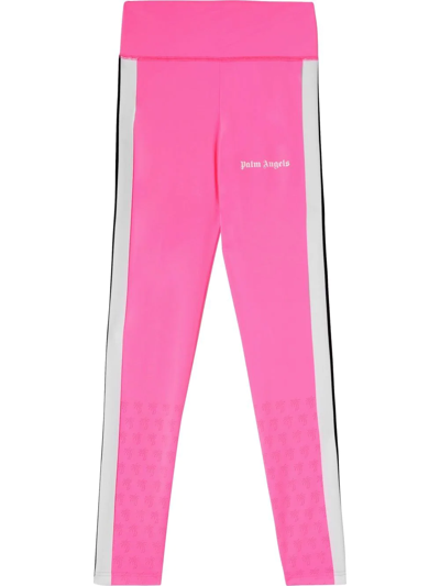 Palm Angels Logo Stretch Jersey Leggings In Purple