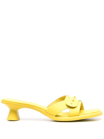 Camper Dina Low-heel Leather Sandals In Yellow