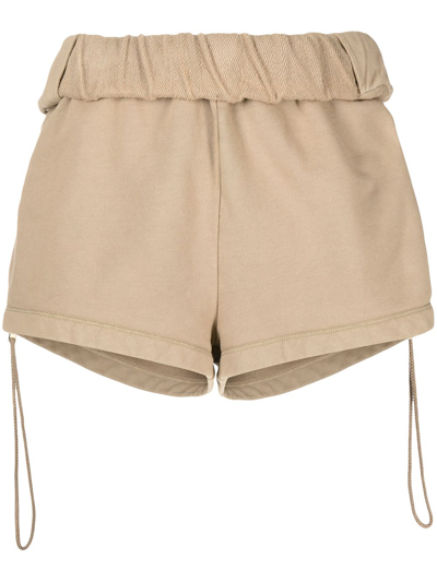 Dion Lee Rolled-waist Track Shorts In Sand Dollar