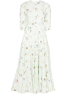 Rixo London Agyness Illustrated Tie Back Maxi Dress In Green