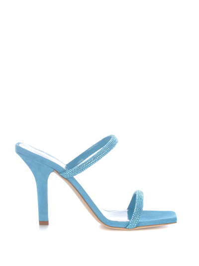 Paris Texas Holly Linda 95 Turquoise Embellished Suede Mules In Azzurro
