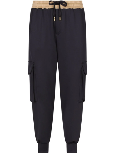 Dolce & Gabbana Drawstring Cargo Track Trousers In Blue