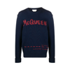 Alexander Mcqueen Jacquard Logo Sweater In Blue