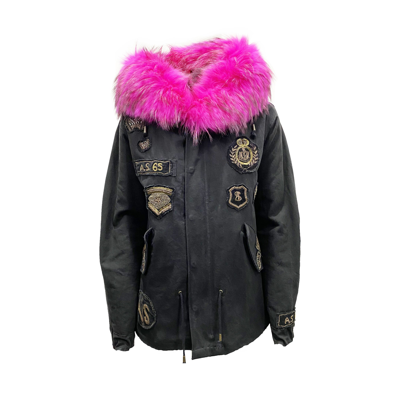 As65 Canvas Embellished Parka Jacket In Black