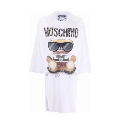 Moschino Couture Teddy Bear Oversized Dress In White