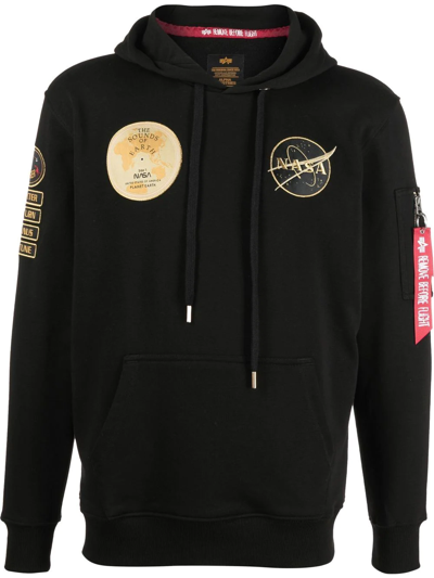 Alpha Industries Patch-detail Pullover Hoodie In Black