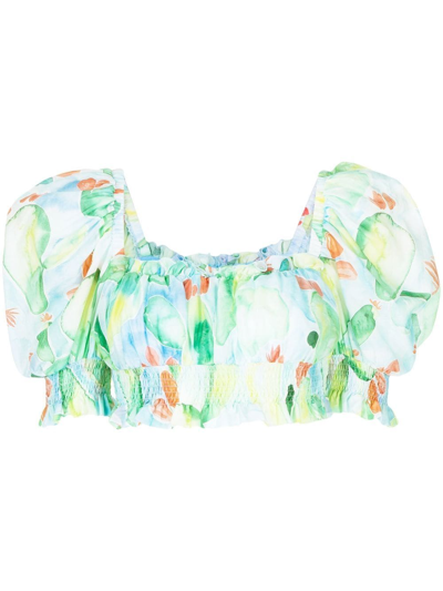 Charo Ruiz Graphic-print Ruffled Crop Top In Multi