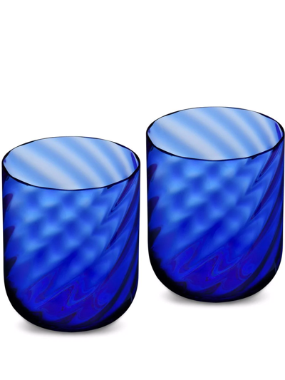 Dolce & Gabbana Hand-blown Murano Water Glasses (set Of 2) In Blue