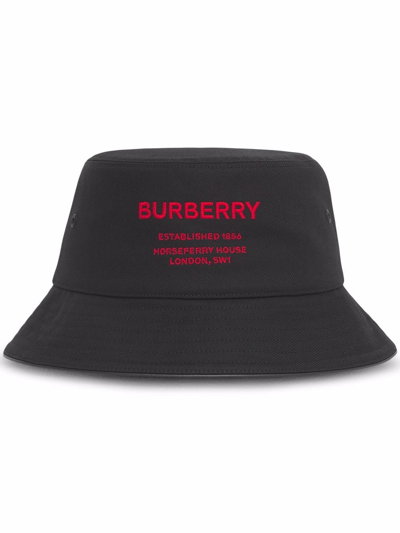 Burberry Horseferry Motif Bucket Hat In Black