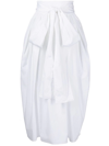 Cecilie Bahnsen Junita Waist-sash Cotton-poplin Midi Skirt In Weiss