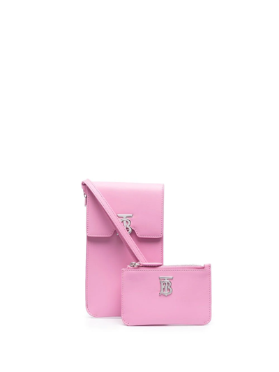 Burberry Tb Leather Crossbody Bag In Pink