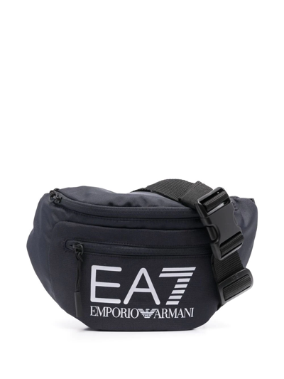 Ea7 Logo-print Zipped Belt Bag In Blau
