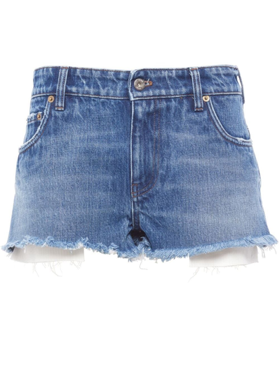 Miu Miu Low-rise Denim Mini Shorts In Blue