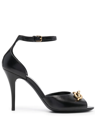 Saint Laurent Chain-strap Leather Sandals In Schwarz