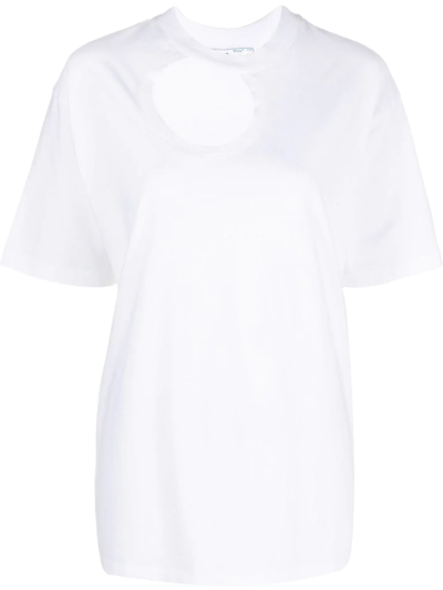 Off-white Round-neck Cotton T-shirt In White
