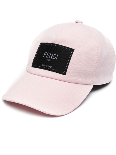 Fendi Logo-patch Cotton-piqué Baseball Cap In Rose