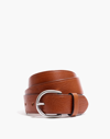 Madewell Medium Perfect Leather Belt In Pecan With Silver