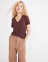Madewell Whisper Cotton V-neck Tee In Dark Fig