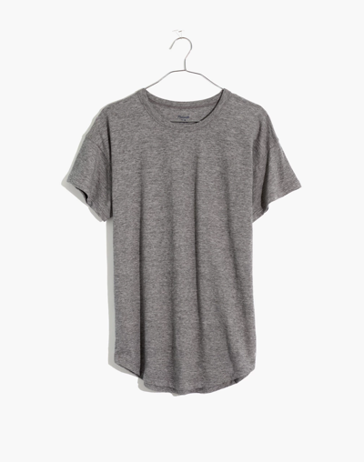 Mw Whisper Cotton Rib-crewneck Tee In Hthr Iron