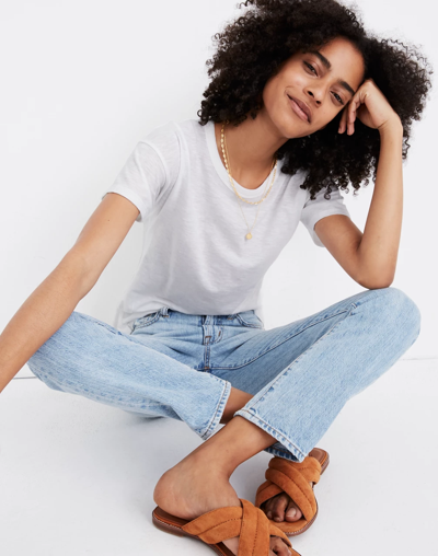 Madewell Whisper Cotton Rib-crewneck Tee In Optic White