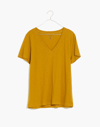 Madewell Whisper Cotton V-neck Tee In Antique Gold