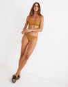 Madewell Second Wave Ribbed Classic Bikini Bottom In Antique Gold