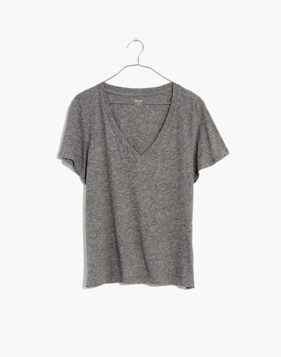Madewell Whisper Cotton V-neck Tee In Hthr Iron