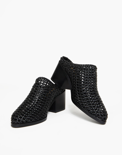Mw Intentionally Blank Caps Basket Mules In Black