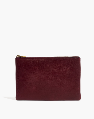 Madewell The Leather Pouch Clutch In Dark Cabernet
