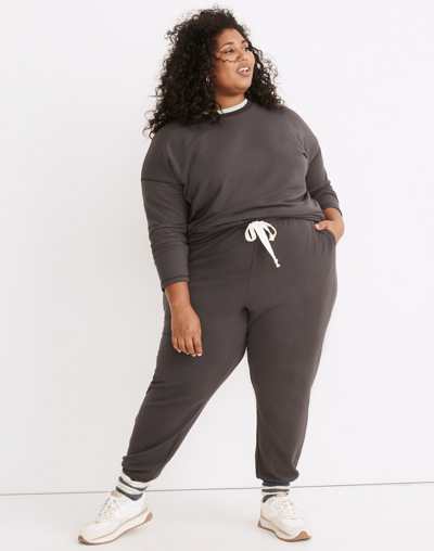 Madewell Plus Mwl Superbrushed Easygoing Sweatshirt In Black Coal