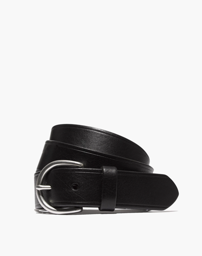 Mw Medium Perfect Leather Belt In True Black With Silver