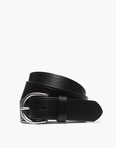 Madewell Medium Perfect Leather Belt In True Black With Silver