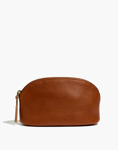 Madewell The Leather Makeup Pouch In English Saddle