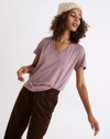 Madewell Whisper Cotton V-neck Tee In Faded Fig