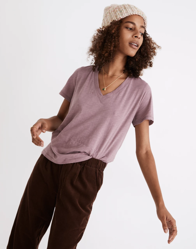 Madewell Whisper Cotton V-neck Tee In Faded Fig