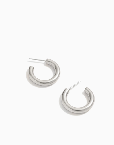 Mw Chunky Small Hoop Earrings In Light Silver Ox