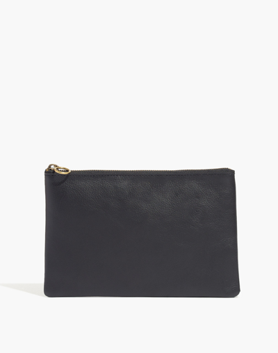 Mw The Leather Pouch Clutch In True Black