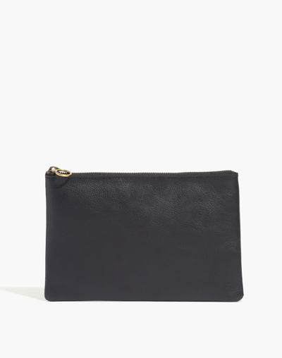 Madewell The Leather Pouch Clutch In True Black