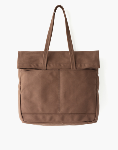 Mw Makr Canvas And Leather Fold Weekender Bag In Brown