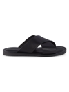 MASSIMO MATTEO MEN'S CRISSCROSS LEATHER SLIDES