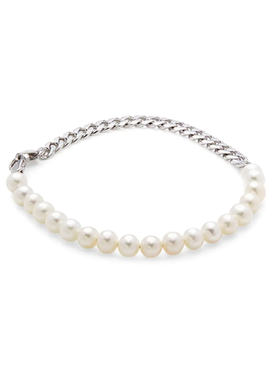 Effy Men's Sterling Silver & 4mm Round Freshwater Pearl Bracelet