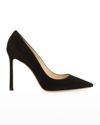 Jimmy Choo Womens Black Romy 100 Suede Courts 4.5 In Black