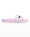 Balenciaga Piscine Logo-embossed Rubber Slides In 7710 Yellow Black