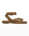 VINCE REZA LEATHER ANKLE-STRAP SANDALS